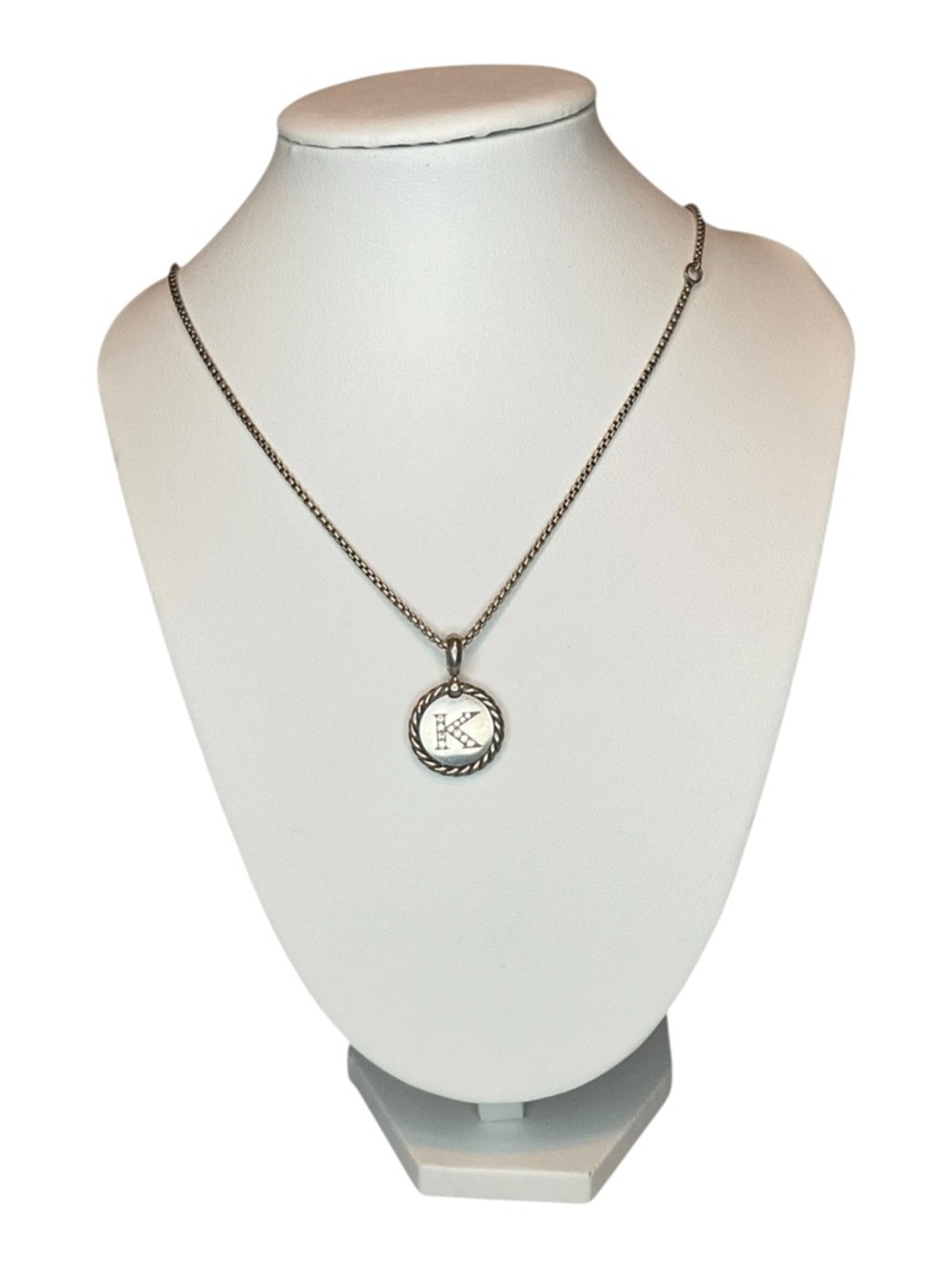 David Yurman Initial Charm Necklace K Sterling Silver With Diamond